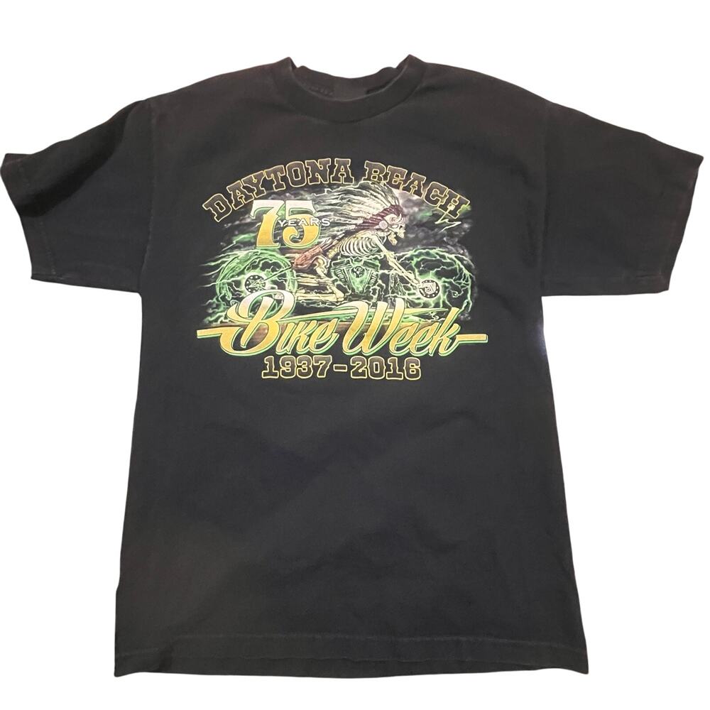 Vintage Style Daytona Beach Bike Week‎ 75th Anniversary Tee Medium Biker Graphic